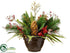 Silk Plants Direct Pine, Berry, Pine Cone - Green Red - Pack of 2