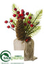Silk Plants Direct Berry, Pine Cone, Pine - Red Green - Pack of 6