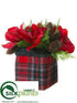 Silk Plants Direct Amaryllis, Hydrangea, Pine Cone - Red Green - Pack of 4