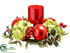 Silk Plants Direct Hydrangea, Holly, Ball Centerpiece - Red Green - Pack of 2