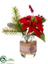 Silk Plants Direct Poinsettia, Berry, Pine - Red Green - Pack of 6