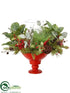 Silk Plants Direct Berry, Pine, Eucalyptus Centerpiece - Green Red - Pack of 2