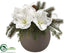 Silk Plants Direct Amaryllis, Pine, Pine Cone Arrangement - White Green - Pack of 2