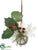 Narcissus, Holly, Berry Ornament - White Red - Pack of 12
