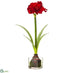 Silk Plants Direct Velvet Amaryllis With Bulb - Red - Pack of 4