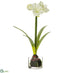 Silk Plants Direct Velvet Amaryllis With Bulb - White - Pack of 4