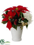Silk Plants Direct Velvet Poinsettia, Hydrangea, Holly - Red White - Pack of 6