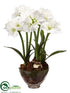 Silk Plants Direct Amaryllis, Pine Cone Arrangement - White - Pack of 1