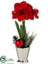 Silk Plants Direct Amaryllis, Pine Cone - Red - Pack of 4
