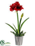 Silk Plants Direct Glitter Amaryllis, Pine Cone, Pine - Red - Pack of 2