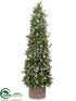 Silk Plants Direct Berry Leaf Topiary - Green Snow - Pack of 1