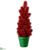 Silk Plants Direct Glittered Pine Tree - Red Green - Pack of 4