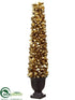 Silk Plants Direct Tea Leaf Cone Topiary - Gold - Pack of 2