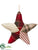 Plaid, Stripe Star Ornament - Red Green - Pack of 12