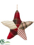 Silk Plants Direct Plaid, Stripe Star Ornament - Red Green - Pack of 12