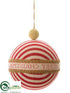 Silk Plants Direct Linen Ball Ornament - Red Beige - Pack of 6