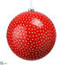 Silk Plants Direct Plastic Dots Ball Ornament - Red White - Pack of 6
