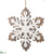 Snowflake Ornament - Gray White - Pack of 6