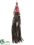 Silk Plants Direct Glitter Pine Cone Tassel Ornament - Red Brown - Pack of 6