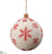 Snowflake Cotton Cord Ball Ornament - White Red - Pack of 4