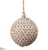 Silk Plants Direct Zig-zag Jute, Cotton Ball Ornament - Beige Brown - Pack of 4