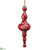 Snowflake Wood Finial Ornament - Red White - Pack of 4