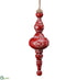 Silk Plants Direct Snowflake Wood Finial Ornament - Red White - Pack of 4