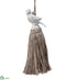 Silk Plants Direct Bird Ornament With Tassel - Gray Beige - Pack of 4
