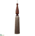 Silk Plants Direct Wood Finial Ornament With Tassel - Brown Green - Pack of 4