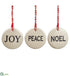 Silk Plants Direct Joy, Peace, Noel Ornament - Cream Black - Pack of 4