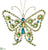Rhinestone Butterfly Ornament - Peacock Gold - Pack of 8