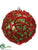 Glittered Swirl Pattern Ball Ornament - Red Green - Pack of 4