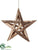 Wood Star Ornament - Brown - Pack of 6