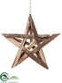 Silk Plants Direct Wood Star Ornament - Brown - Pack of 6