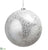 Snowed Plastic Ball Ornament - Silver - Pack of 2