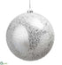 Silk Plants Direct Snowed Plastic Ball Ornament - Silver - Pack of 2