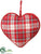 Plaid Heart Ornament - Red White - Pack of 12