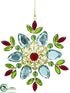 Silk Plants Direct Snowflake Ornament - Red Green - Pack of 8