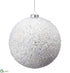 Silk Plants Direct Beaded Ball Ornament - White - Pack of 8