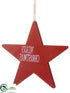 Silk Plants Direct Wood Star Merry Christmas Ornament - Red White - Pack of 24