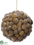 Silk Plants Direct Pine Cone Ball Ornament - Brown Ice - Pack of 4
