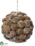 Silk Plants Direct Pine Cone Ball Ornament - Brown Ice - Pack of 6