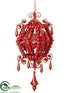 Silk Plants Direct Lantern Ornament - Red Glittered - Pack of 2
