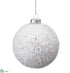 Silk Plants Direct Beaded Ball Ornament - White - Pack of 24