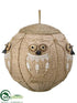 Silk Plants Direct Burlap Lace Owl Ball Ornament - Natural White - Pack of 2