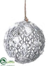 Silk Plants Direct Ball Ornament - White Brown - Pack of 12