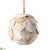 Velvet Eucalyptus Leaf Ball Ornament - Vanilla Gold - Pack of 6