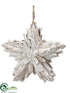 Silk Plants Direct Star Ornament - White Glittered - Pack of 12