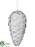 Silk Plants Direct Pine Cone Ornament - White Silver - Pack of 12