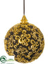 Silk Plants Direct Ball Ornament - Black Gold - Pack of 6